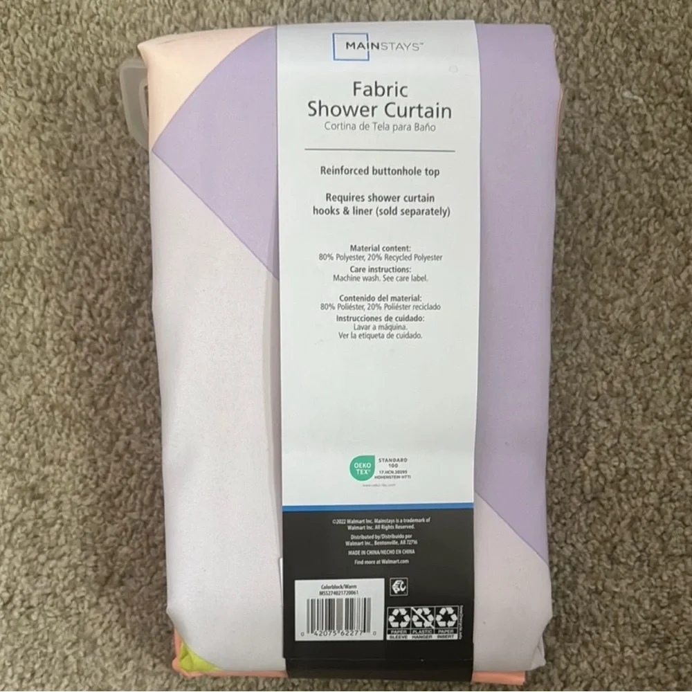 Mainstays Multicolored Fabric Shower Curtain